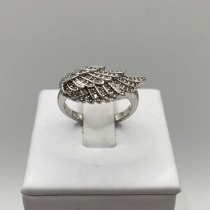 Vintage Affinity Diamond Sterling Silver 925 Diamond Angel Wing Ring 7